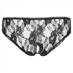 Cottelli Lingerie Crotchless Briefs - Slip, Pizzo, Nero, Cavallo Aperto, Taglia M