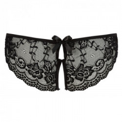 Cottelli Lingerie Crotchless Lace Briefs - Slip in Pizzo Rosso, Vagina e Ano Scoperti, Taglia XL