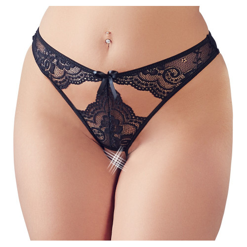 NoXqse Crotchless Briefs - Slip, Pizzo, Nero,...