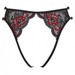 Cottelli Lingerie Crotchless Briefs - Slip, Pizzo, Rosso, Nero, Vagina e Ano Scoperti, Taglia S-L