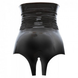 Late X Waist High Latex Briefs - Slip, Lattice, Vita Alta, Nero, Taglia L
