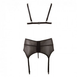 Cottelli Curves Suspender Set - Completino, Reggicalze, Perizoma, Pizzo, Nero, Taglia 2XL