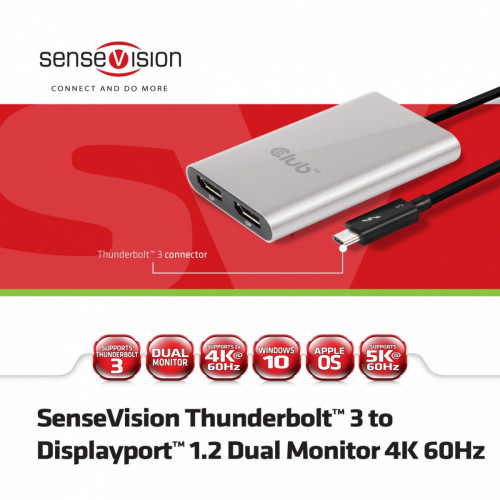 CLUB3D Thunderbolt™ 3 to Displayport™ 1.2 Dual...