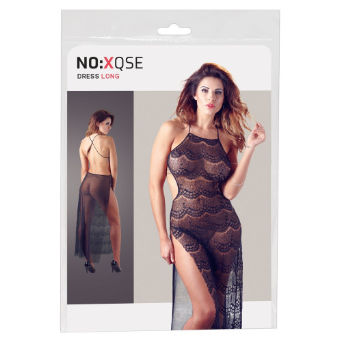 NoXqse Dress Long - Abito, Pizzo, Nero,...