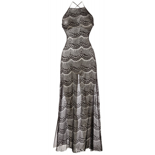 NoXqse Dress Long - Abito, Pizzo, Nero,...