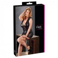 Cottelli Curves Wet Look - Miniabito, Pizzo, Nero, Intrigrante, Taglia 4XL