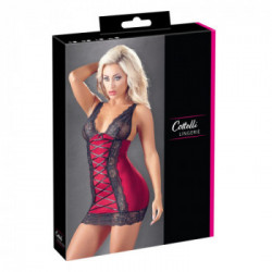 Cottelli Lingerie Chemise - Miniabito, Rosso, Pizzo Nero, Taglia M