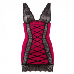 Cottelli Lingerie Chemise - Miniabito, Rosso, Pizzo Nero, Taglia L