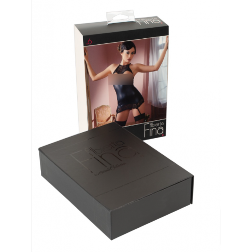 Abierta Fina Lingerie Dress - Miniabito, Nero,...