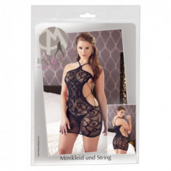 Mandy Mystery Tendrils - Miniabito, Perizoma, Rete, Pizzo, Sensuale, Nero, Taglia S-L