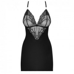 Obsessive Lingerie Dress -Miniabito, Pizzo, Aderente, Nero, Taglia L-XL
