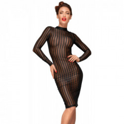 Obsessive Noir Stripes - Abito, Lungo, Nero, Trasparente, Sensuale, Taglia M