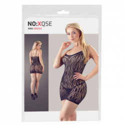 NoXqse Dress - Miniabito, Nero, Pizzo, Emozionante, Taglia S-L