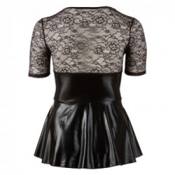 Cottelli Curves BlackRed Dress - Miniabito, Laccetti Rossi, Pizzo, Nero, Taglia XL