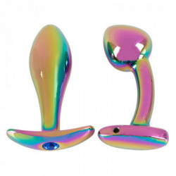 Anos Metal Butt Plug Set - Set di 2 Plug Anale in Metallo, Colore Arcobaleno