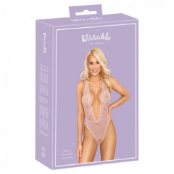 Kissable Extra B - Body Rosa Extra Scollato con Pizzo, Taglia S-M