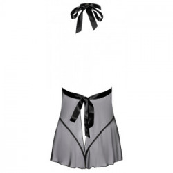 Kissable Open Back - Babydoll, Trasparente, Perizoma, Pizzo, Nero, Taglia S-M