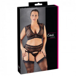 Cottelli Curves Lace Set B - Completino, Intimo, Pizzo, Seducente, Nero, Taglia 2XL