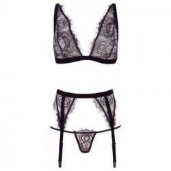 Cottelli Lingerie Eyelash Suspender - Calze, Autoreggenti, Nere, Trasparenti, Pizzo, Sensuale, Taglia XL