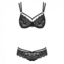 Obsessive Iset - Completino, Intimo Nero, Pizzo, Taglia L-XL