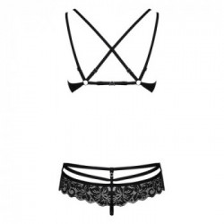 Obsessive Iset - Completino, Intimo Nero, Pizzo, Taglia L-XL