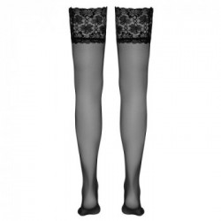 Cottelli Legwear Hold Up Stockings - Calze, Autoreggenti, Nere, Trasparenti, Pizzo, Taglia 2