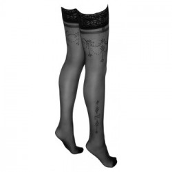 Cottelli Legwear Hold Up Stockings - Calze, Autoreggenti, Pizzo, Trasparenti, Nero, Taglia 4