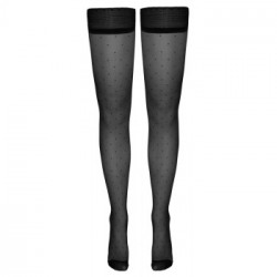 Cottelli Legwear Hold Up Stockings - Calze, Autoreggenti, Nere, Trasparenti, Taglia 5