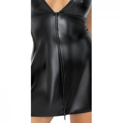 Noir Handmade Dress B - Miniabito, Lucido, Scollato, Zip, Nero, Taglia S