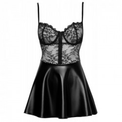 Noir Handmade Dress - Miniabito Nero, Top in Pizzo con Zip, Taglia XL