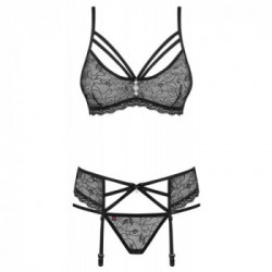 Obsessive Bra Set B2 - Completino, Nero, Pizzo, Provocante, Taglia S-M