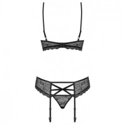 Obsessive Bra Set B2 - Completino, Nero, Pizzo, Provocante, Taglia S-M