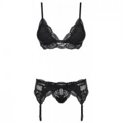 Obsessive Bra Set B - Completino, Intimo, Nero, Pizzo, Sensuale, Taglia L-XL
