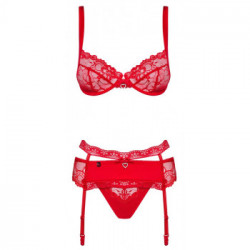 Obsessive Bra Set R - Completino, Intimo, Rosso, Pizzo, Taglia S-M