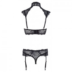 Cottelli Lingerie Bra Set Lace - Completino, Intimo, Nero, Pizzo, Fiori, Taglia 85B/L