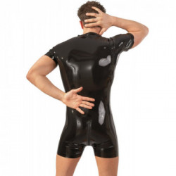 Svenjoyment Men's Latex Playsuit - Tuta, Lattice, Uomo, Nero, Taglia XL