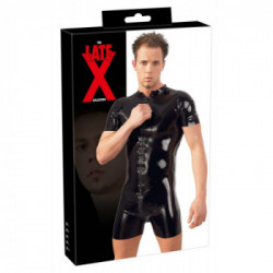 Svenjoyment Men's Latex Playsuit - Tuta, Lattice, Uomo, Nero, Taglia S