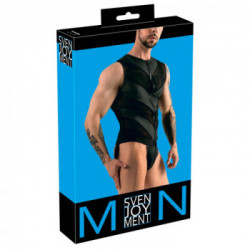 Svenjoyment Men's Jock Playsuit - Tuta, Uomo, Corta, Zip, Nera, Taglia XL