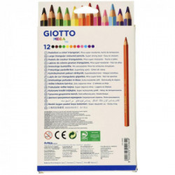 Giotto 220600 - Mega-Tri Astuccio, 12 Maxi Pastelloni Colorati