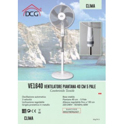 DCG VENTIL.PIANT VE1640 40 CM 5 PALE 3 velocita',oscillante,inclinaz/altezza regolab.,timer,H130