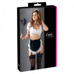 Cottelli Costumes Maid - Costume da Domestica, Cerchietto, Girocollo, Top, Reggicalze, Calze, Taglia XL