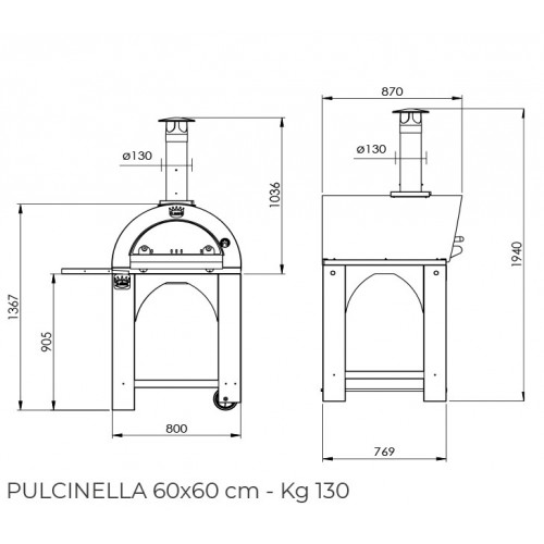 Clementi Forno Pulcinella Legna 60X60 Tetto...