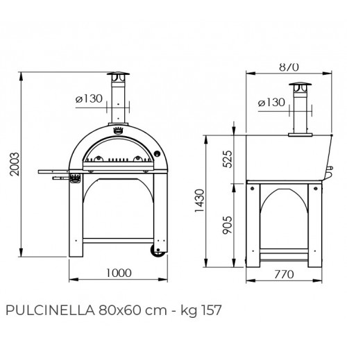 Clementi Forno Pulcinella Legna 80X60 Antracite