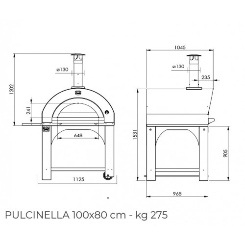 Clementi Forno Pulcinella Legna 100X80 Rosso