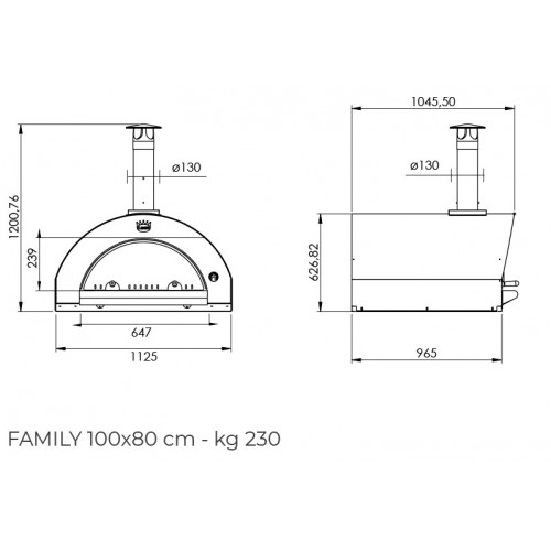 Clementi Forno Family Legna 100X80 Tetto Inox 304