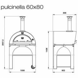 Clementi, Forno per Pizza, Pulcinella Gas 80X60 Tetto Inox 304