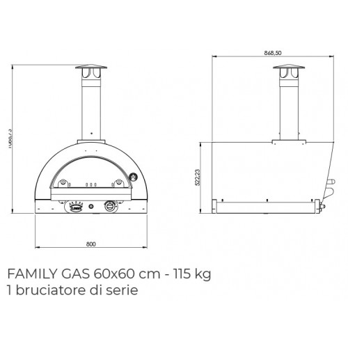Clementi, Forno per pizza, Family Gas 60X60...