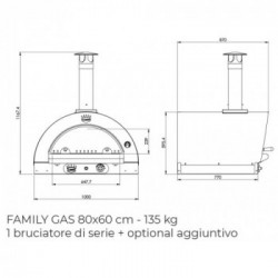 Clementi, Forno per Pizza, Family Gas 80X60 Rosso FAMGAS80ROSSO