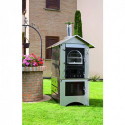Clementi Forno a Legna Cottura Indiretta da Esterno Master Tetto E Pareti Inox 45X60