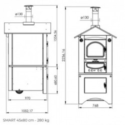 Clementi Forno a Legna Cottura Indiretta da Esterno Smart 45X100 Tetto Inox